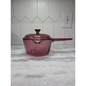 Vision CorningWare 1L Cranberry Saucepan w/Lid, Pour Spout, Replacement USA